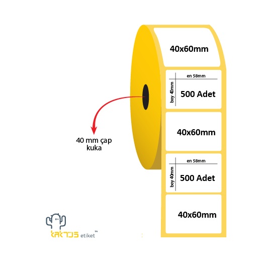 40x60 Lamine Termal Etiket 1000 Sarım resmi
